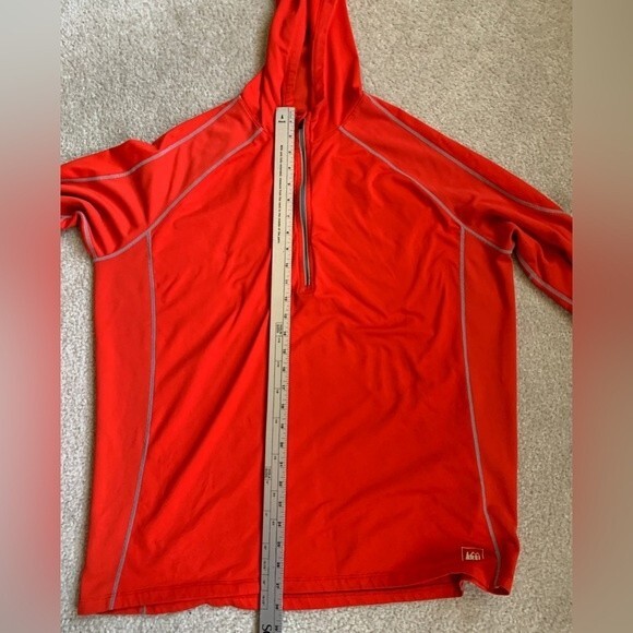REI Orange-Red Performance 1/4 Zip Long Sleeve Running Hoodie Size XL - Picture 10 of 10